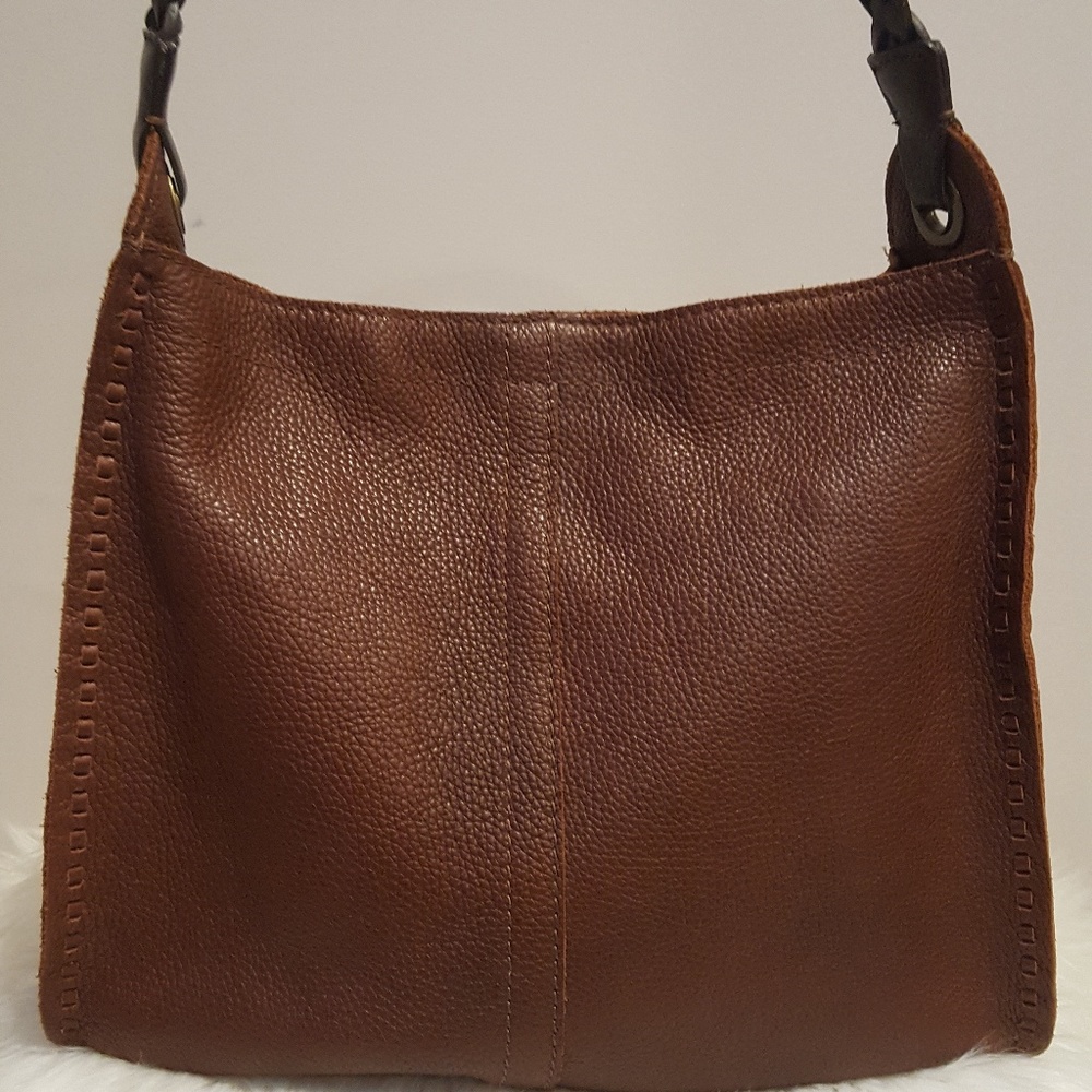Lucky Brand Genuine Leather Whip Stitch Hobo Bag